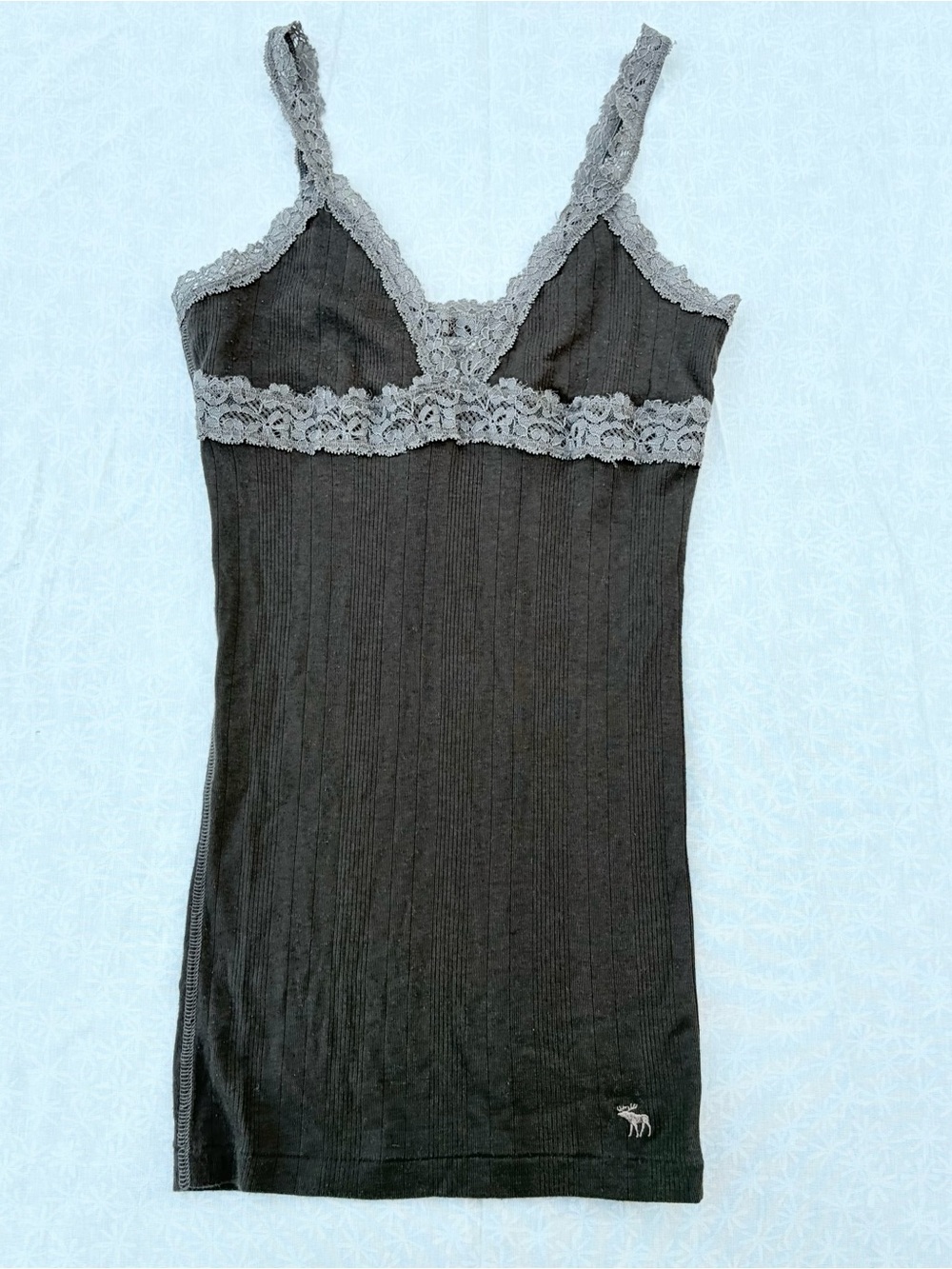 Y2K Abercrombie & Fitch Brown Lace Trim Cami Tank Top, Whimsygoth Streetwear